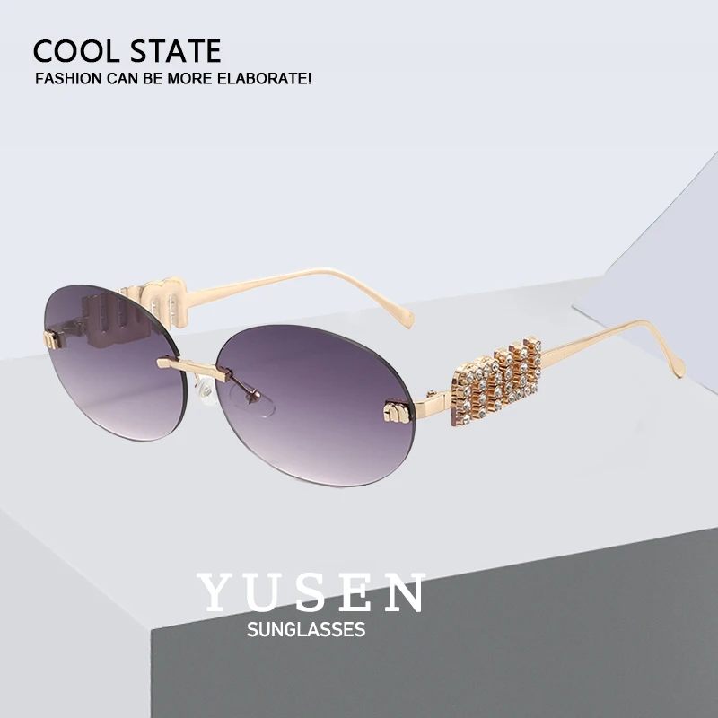 New Oval Frame Sunglasses, Unisex, Personalized Cut-Edge Diamond-Encrusted Glasses, Suitable for Various Occasions, Stylish Design Small Frame Sunglasses, the Perfect Gift