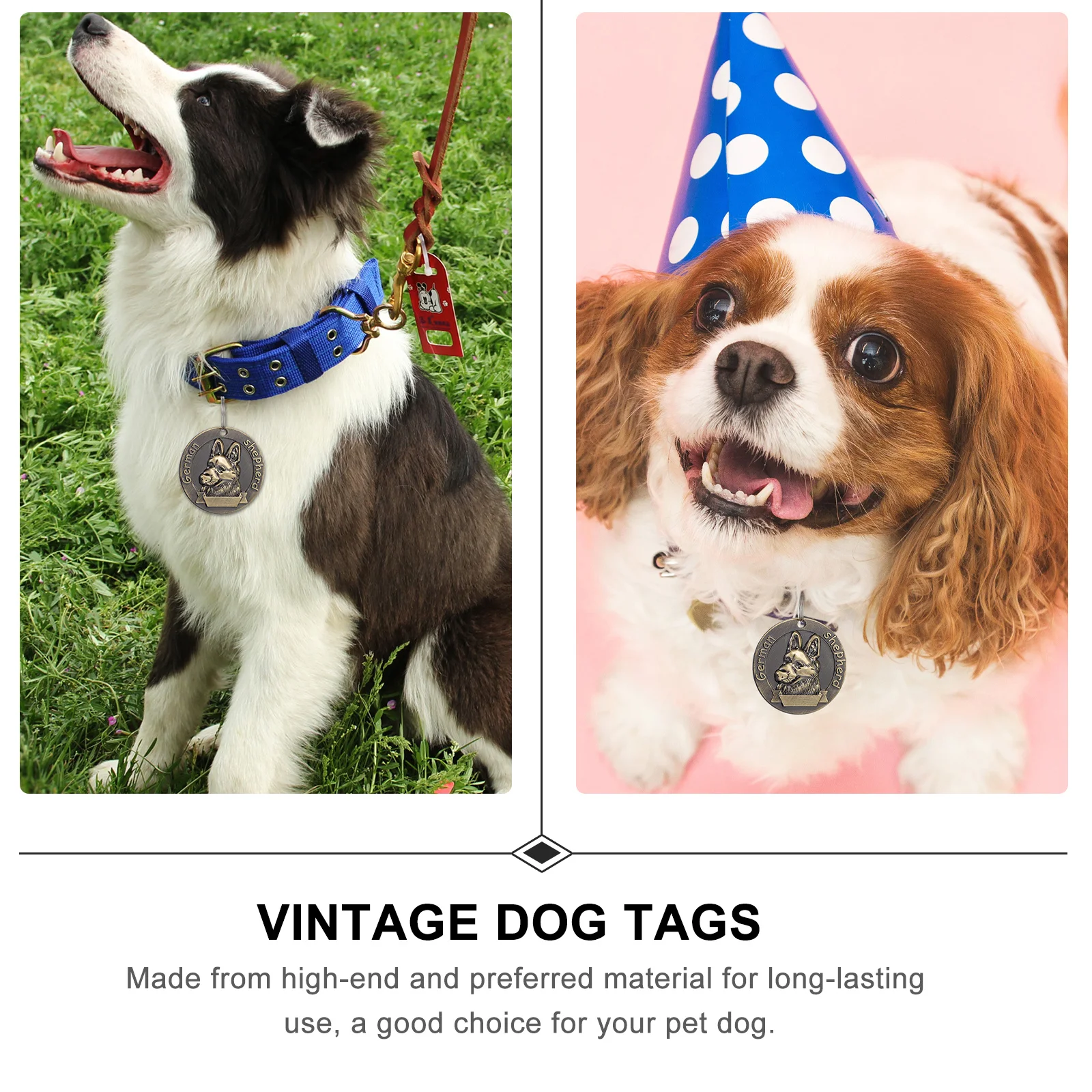 

3Pcs Pet Identity Tag Premium Zinc Alloy Creative Retro Dog Id Hanging Tag for Pomeranian Charm Retro Pet Tags