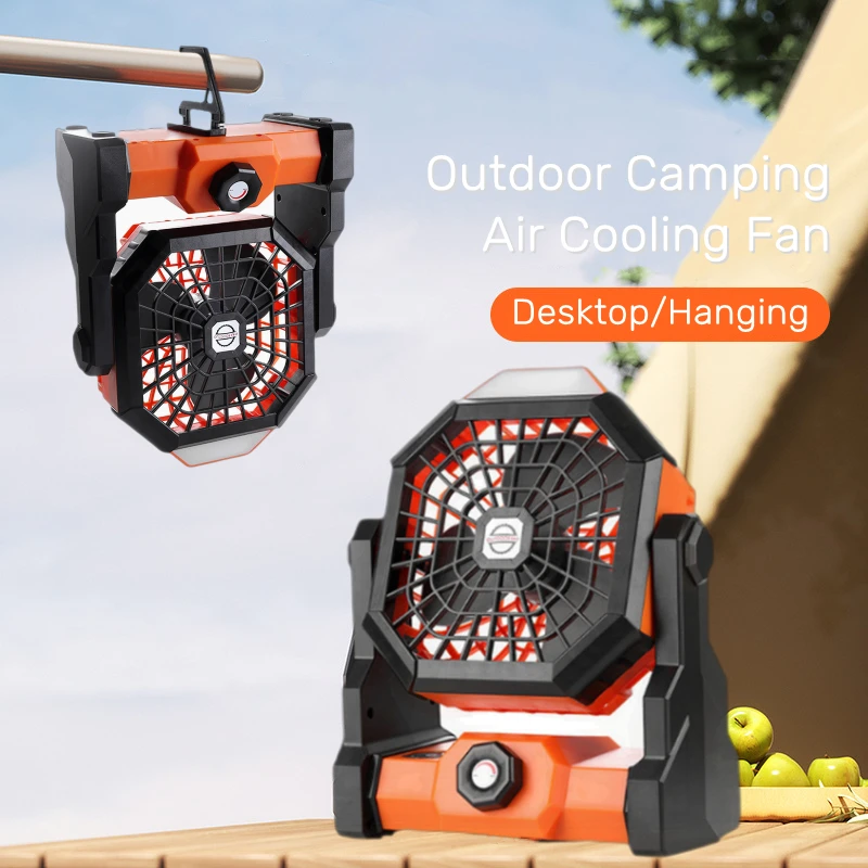 

7800mAh Battery USB Rechargeable Portable Camping Table Fan Tent Ceiling Fan with LED Lampfor Outdoor Electric Air Cooler Fan