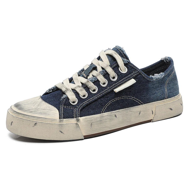 VIPOL Men's casual washed canvas shoes, school outdoor travel casual shoes, and niche board shoes