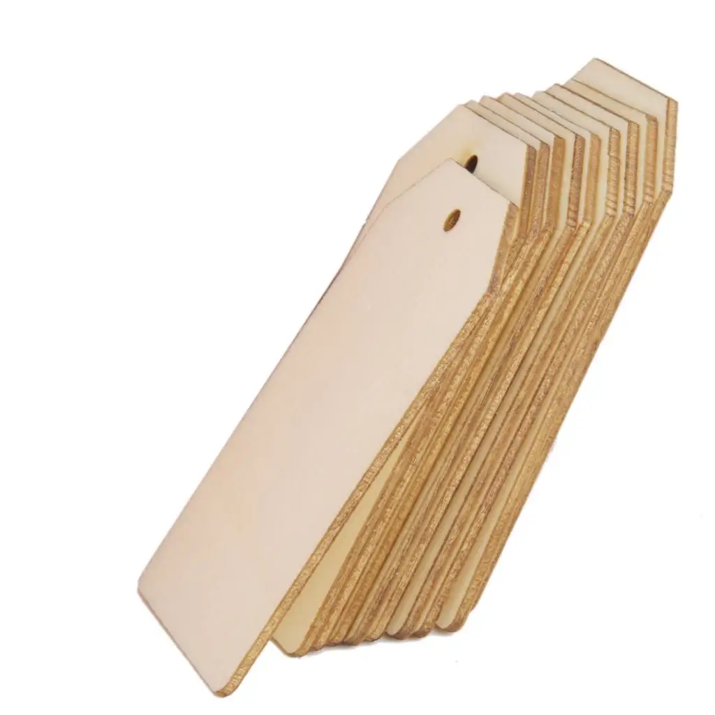 Rectangle Wooden Hanging Decoration Natural Wood Block Chips for DIY Art Craft Toys Home Scrapbooking