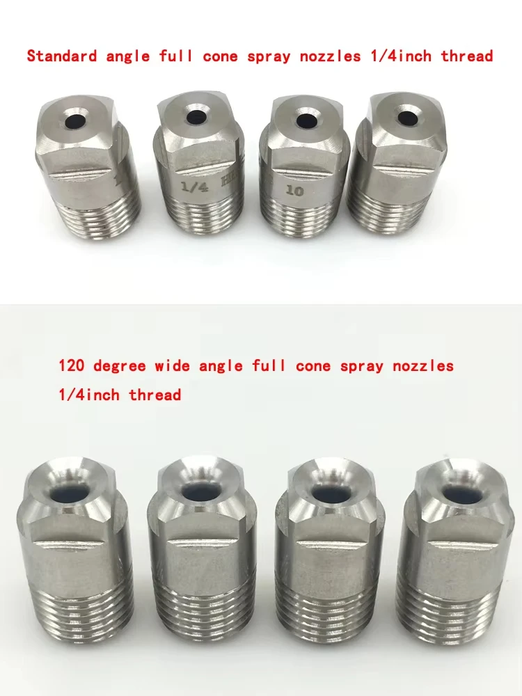10PCS 304 Stainless Steel/Brass 90 120 Degree 1/4 HH   Fulljet Round Solid Full Cone Spray Nozzle