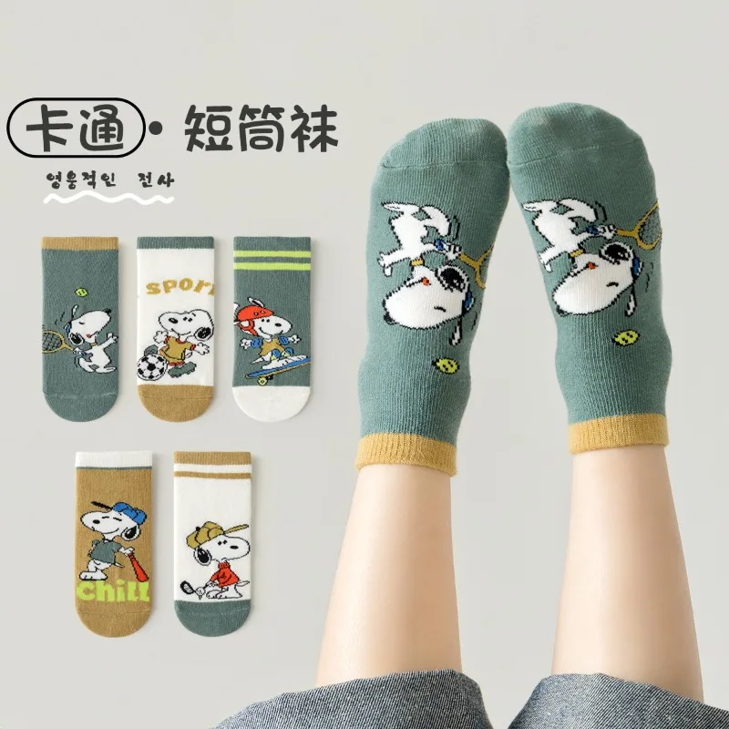 5 Pairs Spoony Kids Socks New Spring and Summer Kawaii Cartoon Children Mid-calf Cotton Sock for Girls and Boys 1-12 Years olds