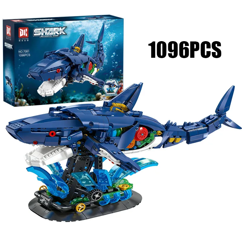 

1096PCS Or 1092PCS Creative Mechanical Shark Killer Whale Model Building Blocks With Power Motor Construction Bricks Toy Gift