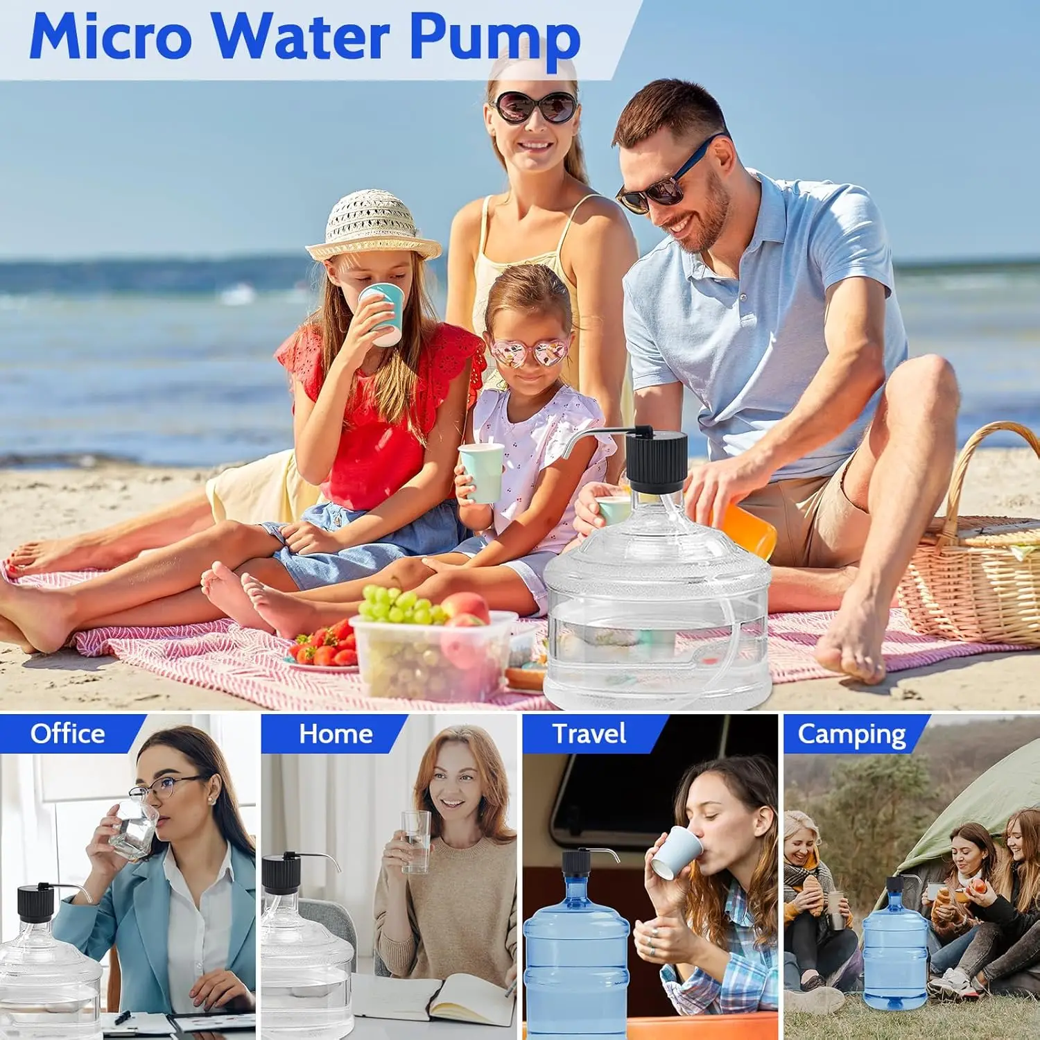 USB Electric Water Pump Bucket Water Suction Device Water Intake Device Household Office Outdoor Convenient Water Dispenser