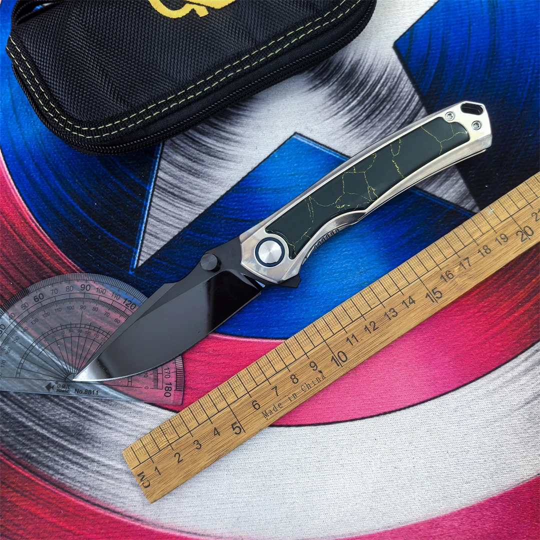 QK Original VG10 Steel DLC Coated Folding Knife Titanium Alloy Handle Camping Fishing Hunting Knife Outdoor EDC Defense Tool