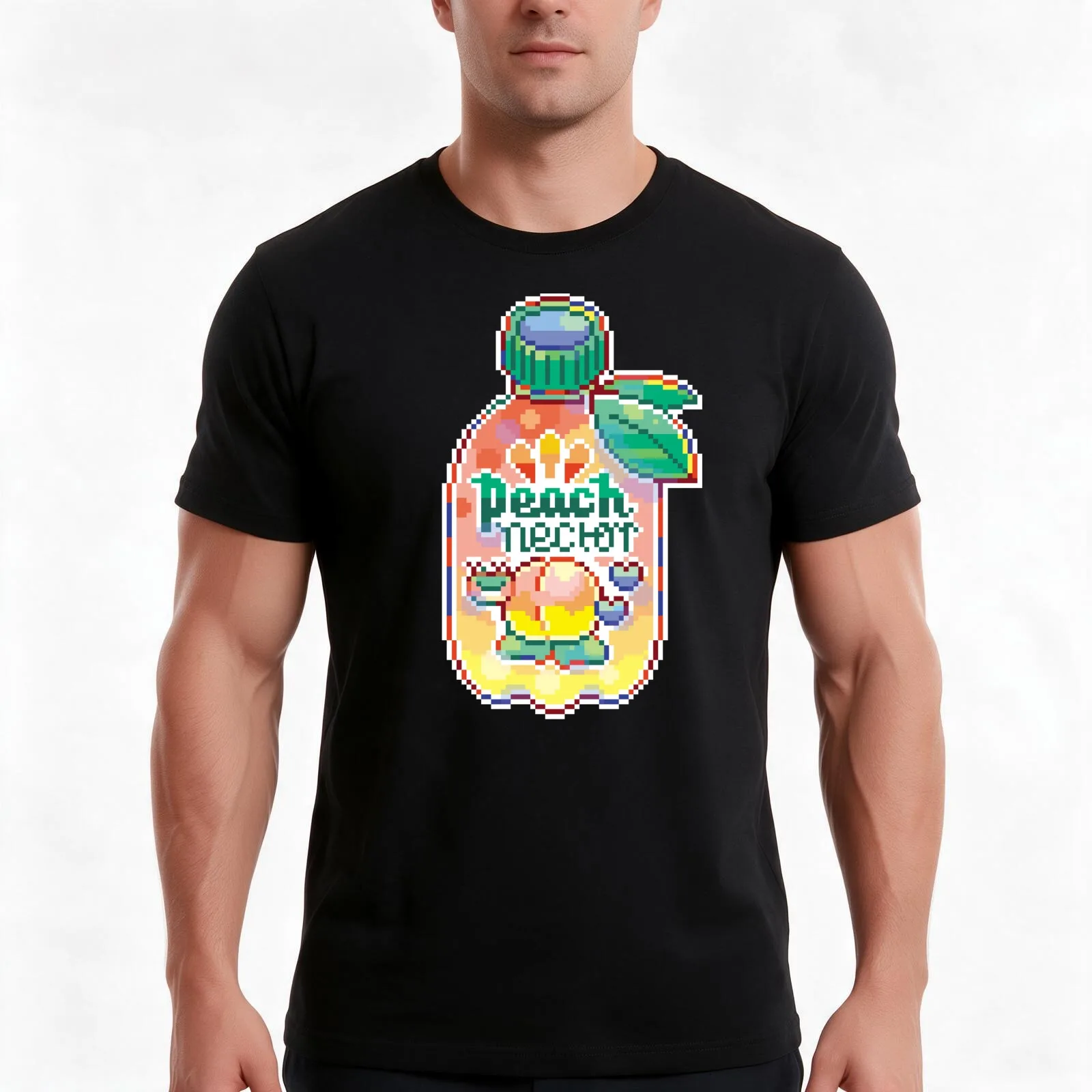 lily peach pixel juice T-Shirt Summer Casual Cotton Tee Oversized Streetwear Tops Vintage Graphic Print Unisex Men Women