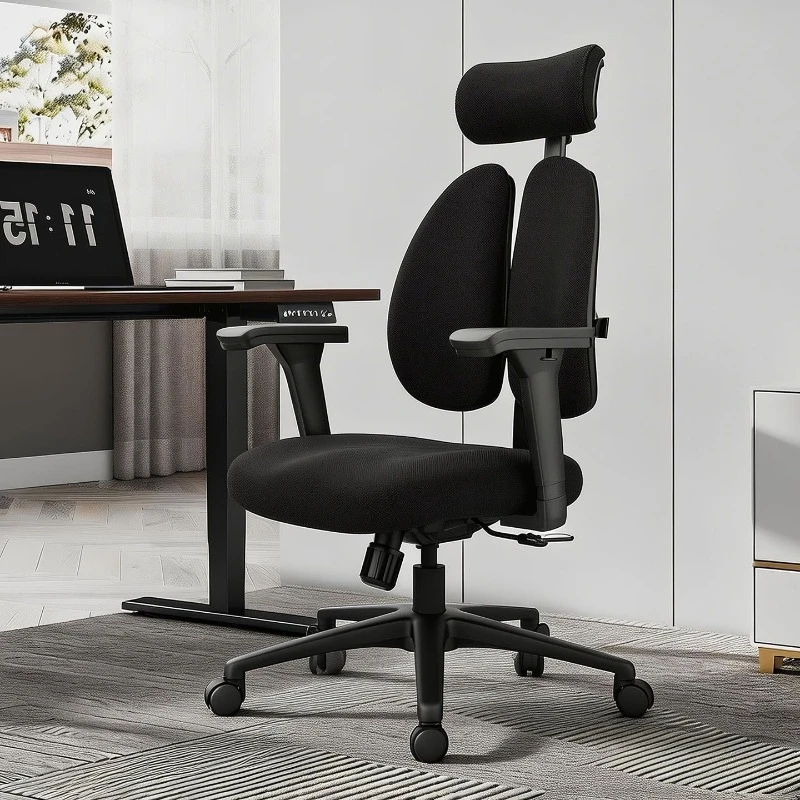 Cadeira de escritório moderna, estilo nórdico, ergonômica, design de encosto duplo, suporta a cintura, para longos períodos sentado, móveis de escritó