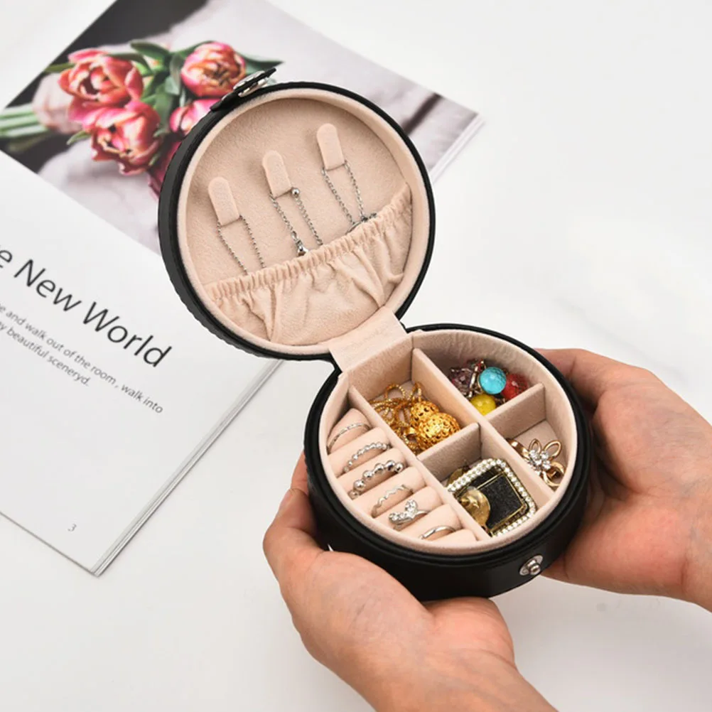 Portable Buckle Jewelry Box Large Travel Case Ring Earrings Storage Organizer Compact Jewelry Holder