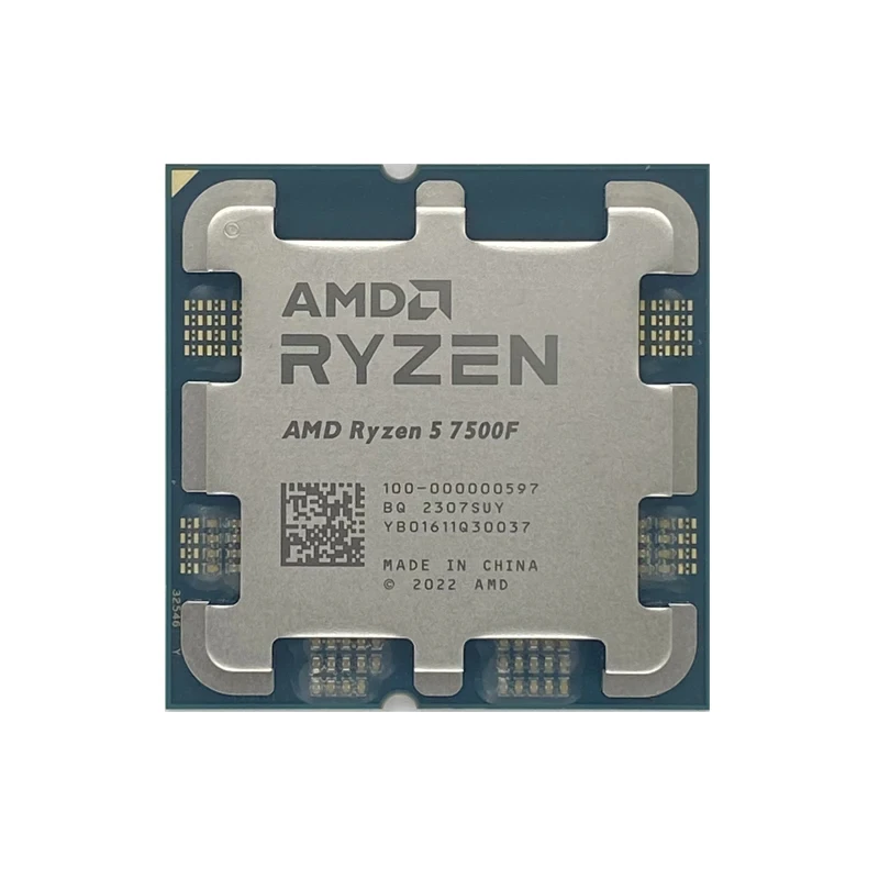 НОВЫЙ процессор AMD Ryzen 5 7500F, 3,7 ГГц, 6 ядер, 12 потоков, 5 нм, L3 = 32 М, DDR5, R5, 7500F, 65 Вт, разъем AM5, новый без вентилятора