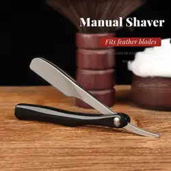 Barber Shop Men Straight Edge Razors Manual Hair Removal Shaver With Feather Blade Zinc Alloy Folding Shaving Knife ABS Handle