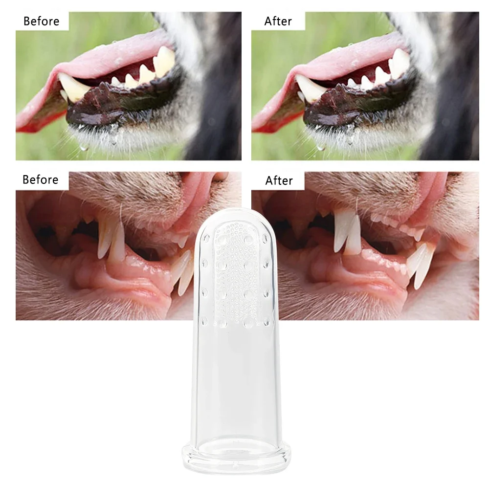 1/2/4 Pcs Super Soft Pet Finger Toothbrush Cat Dog Silica Gel Brush Bad Breath Tartar Teeth Care Tool Dog Cleaning Pet Supplies