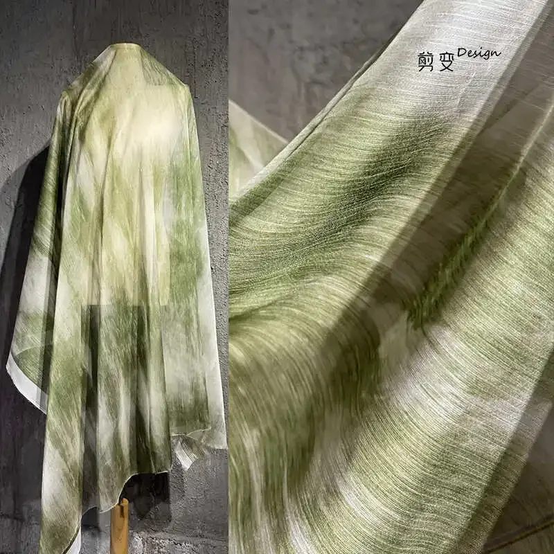 

Плиссированная гладкая ткань Hanfu в национальном стиле, новая китайская юбка с принтом тай-дай, дизайнерская ткань для одежды
