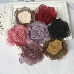 10Pcs 6CM Chiffon Satin Fabric Rose Flower Patch Handmade DIY Crafts Children Headwear Decor Hats Clothing Necklace Accessories