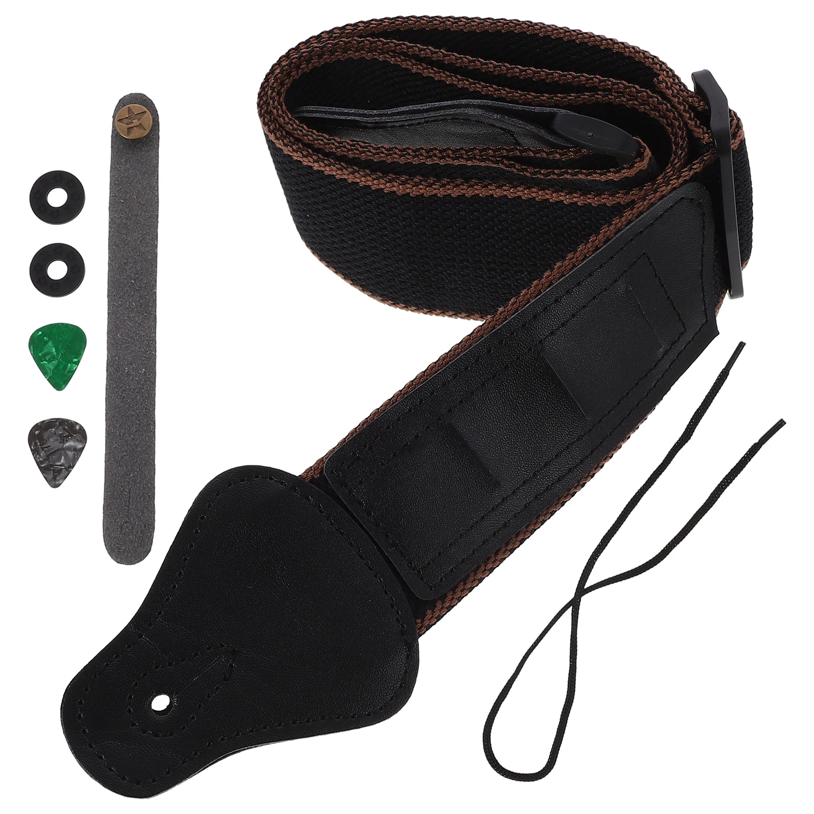 

Guitar Strap Set Adjustable Electric Acoustic Bass Rubber Polyester Durable Practical Gift Fine Workmanship Decrease Burden