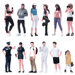 Miniature Figure 1/64 Police Take Sexy Casual And Cute Photos Male Female Diorama Doll Creative Street Scene Props Car Toys