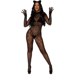 Ropa interior de moda para mujer, medias transparentes de malla hueca, medias de cuerpo completo, red de pesca erótica, lencería Sexy