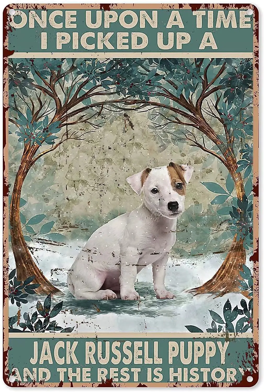 Jack Russell Puppy New Metal Tin Sign Retro Style Metal Poster Tin Sign Vintage Wall Decor for Cafe Bar Pub Home Beer Decoration