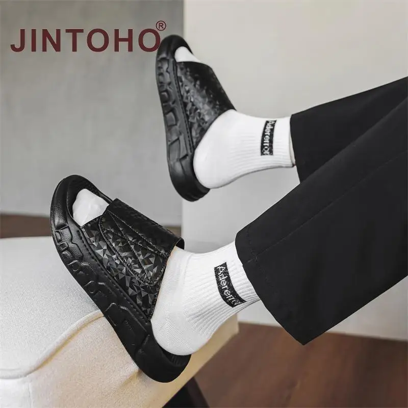 

Мужские домашние тапочки, простой дизайн, летние большие размеры, мягкие однотонные нескользящие, быстросохнущие, сверхлегкие, новые повседневные сандалии из ЭВА