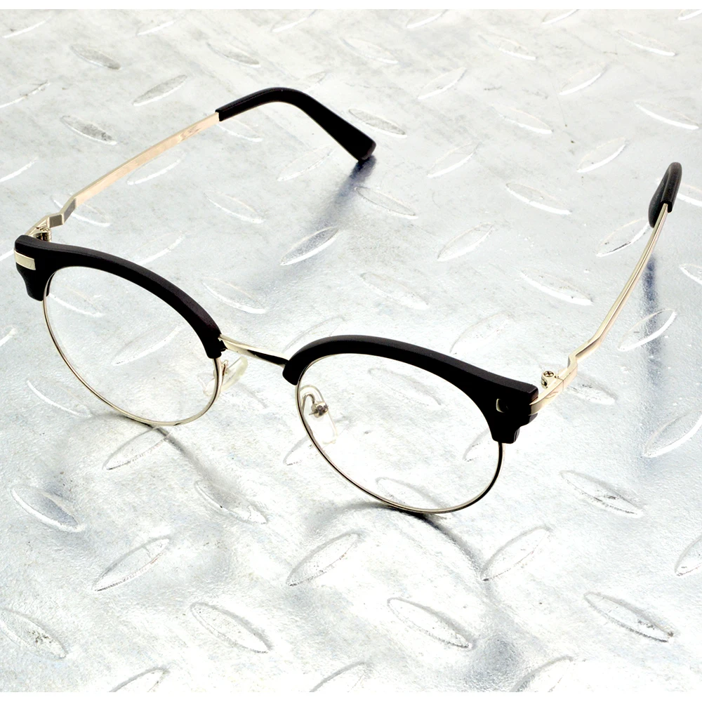 Round Retro Black Eyebrows Exquisite Hinge Curved Temples Full-rim Optical Glasses Frame Eyeglasses Eyeframe Eyewear