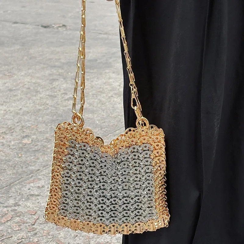 

Designer Luxury Bag Women's Bag Shoulder Bag Hand Woven Splicing Metal Tote Bag Travel Holiday Aesthetic Bag Handbag Women