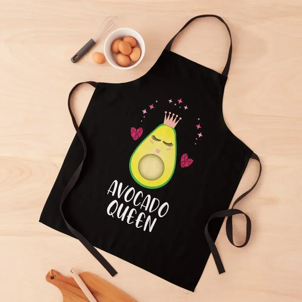 

Avocado Queen - Vegan Women Gift Apron Kitchen Things And For Home Chef Uniform For Men Barber Apron