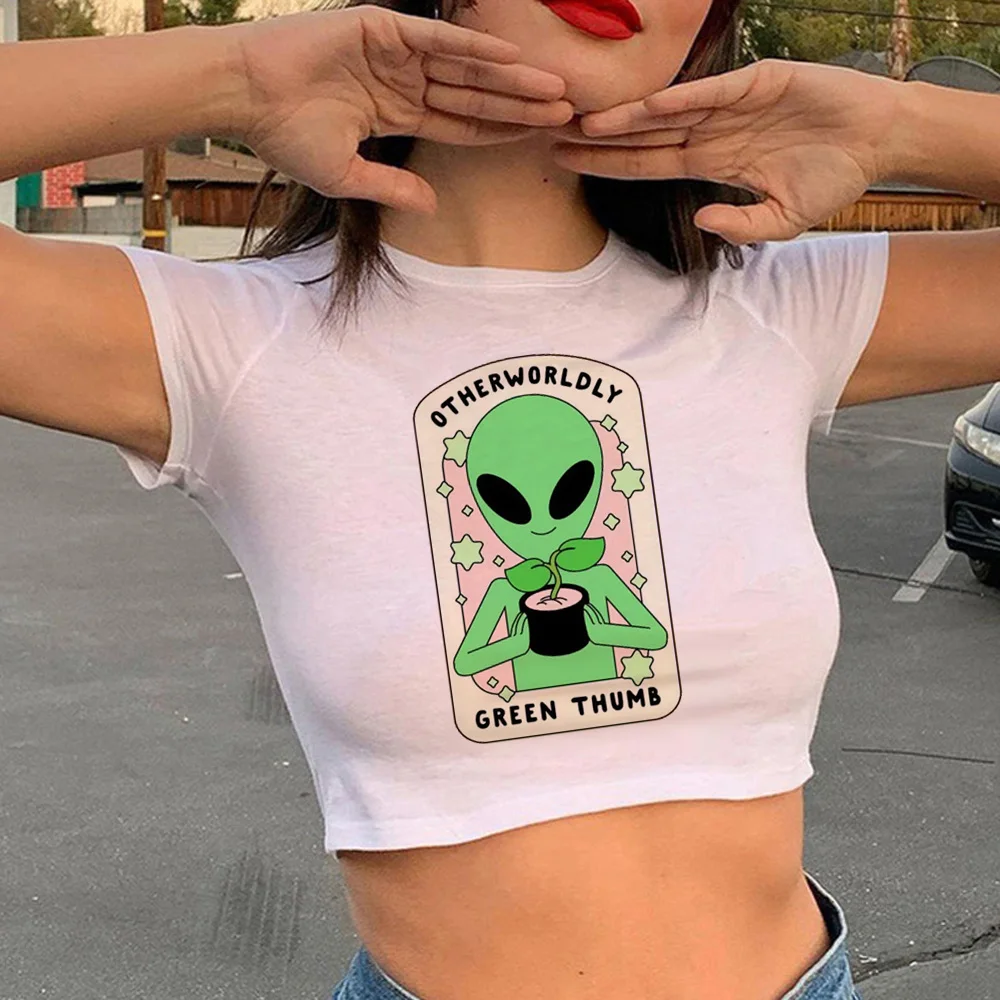 Alien t shirt women harajuku funny Y2K top female streetwear clothing