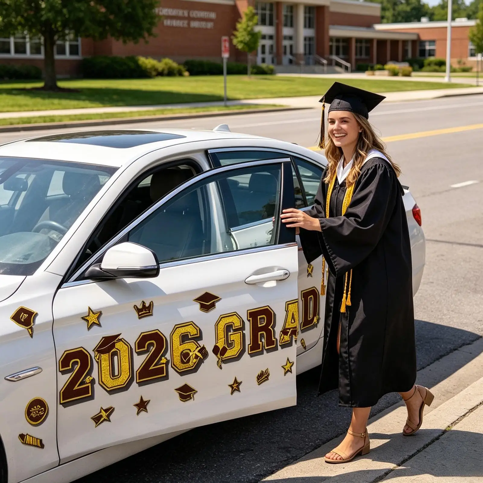 Graduation Car Magnets 2026 24 Pieces Exterior Decoration Vehicle Magnets For Refrigerator Garage Door Parade Cruise Graduation