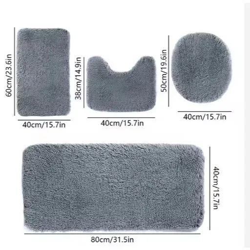 طقم مرحاض من ثلاث قطع من الحرير والصوف المصبوغ بربطة عنق من VIKAMA، سجادة ماصة مضادة للانزلاق للحمام، وسادة تبريد شمالية، ديكور منزلي