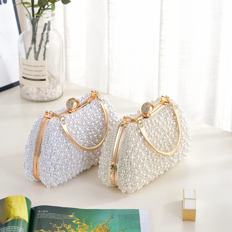 Borsa da sera con perle da donna borsa con pochette fantasia con strass a cascata