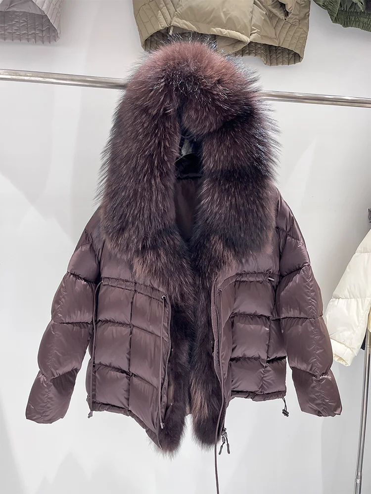2025 moda feminina casacos de penas de ganso natural gola de pele de raposa real grosso quente casaco de inverno feminino outwear puffer jaquetas venda quente