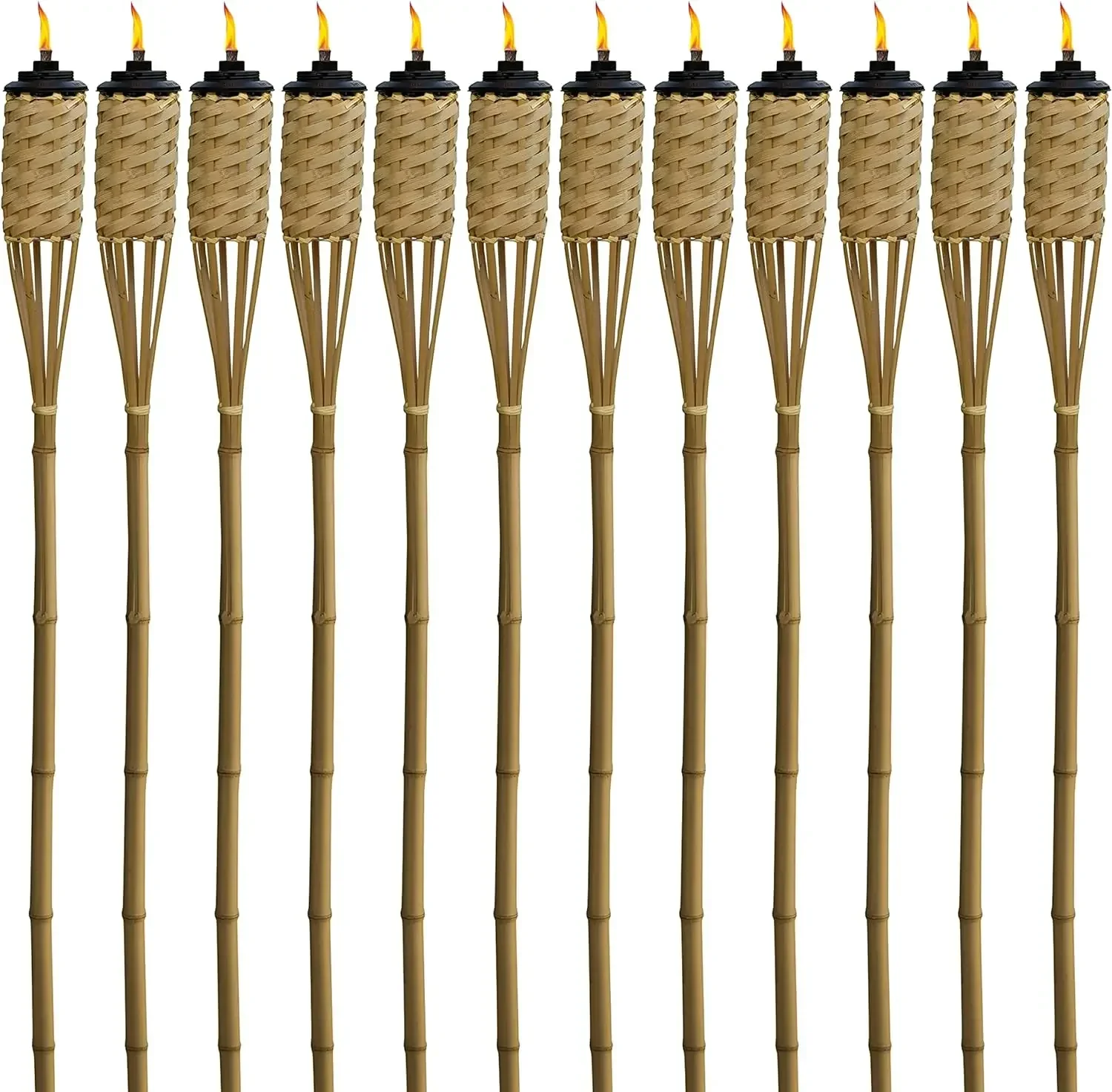 Weather Resistant Coated Torch, Outdoor Décor for Home, Garden, Patio 12-Pack 57 in Bamboo,1120116,Pack of 12,Natural,Pack of 12