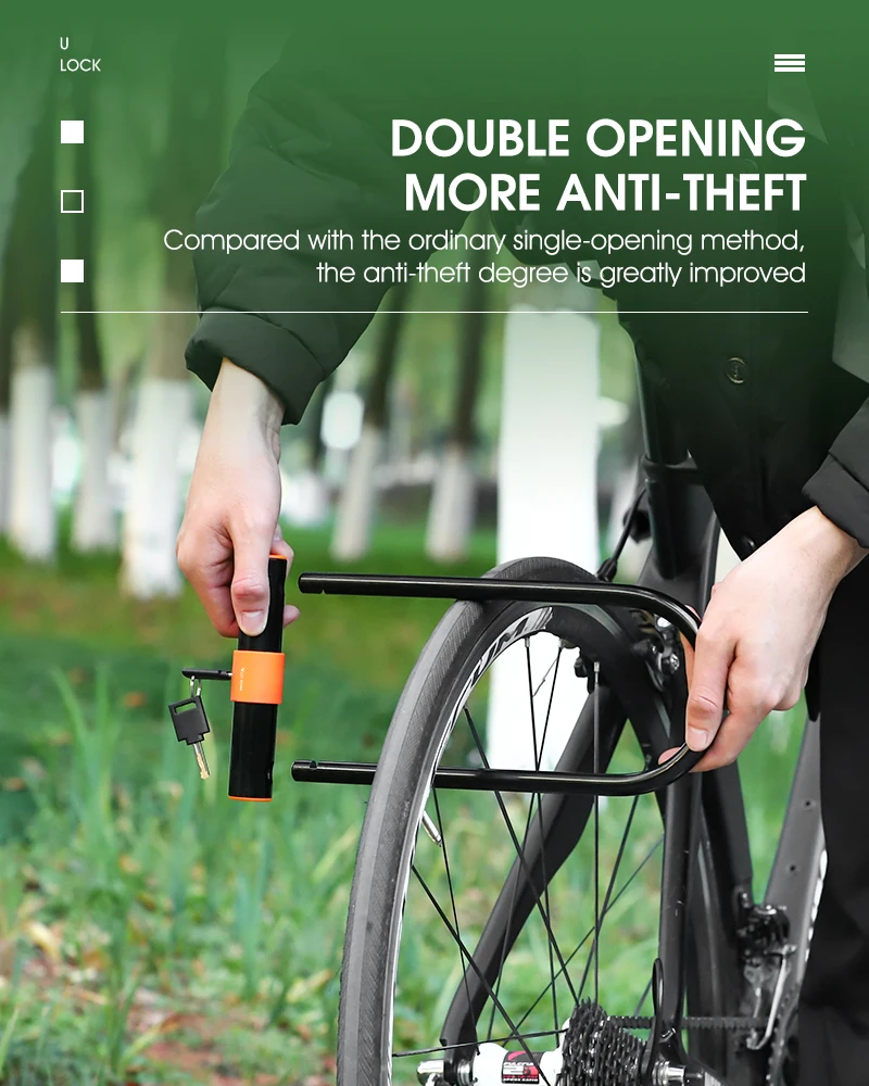 WEST RADFAHREN Carbon Stahl Fahrrad U Schloss Anti-Diebstahl Sichere MTB Straße Fahrrad Schloss Motorrad Roller Radfahren Zubehör – Detail 5