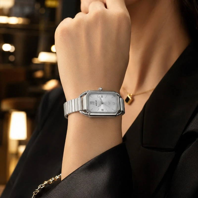Minimalist Women's Wristwatch Luxury Diamond Dial Steel Band Quartz Wristwatches for Woman Fashion Elegant Ladies Clock Gift - view 5