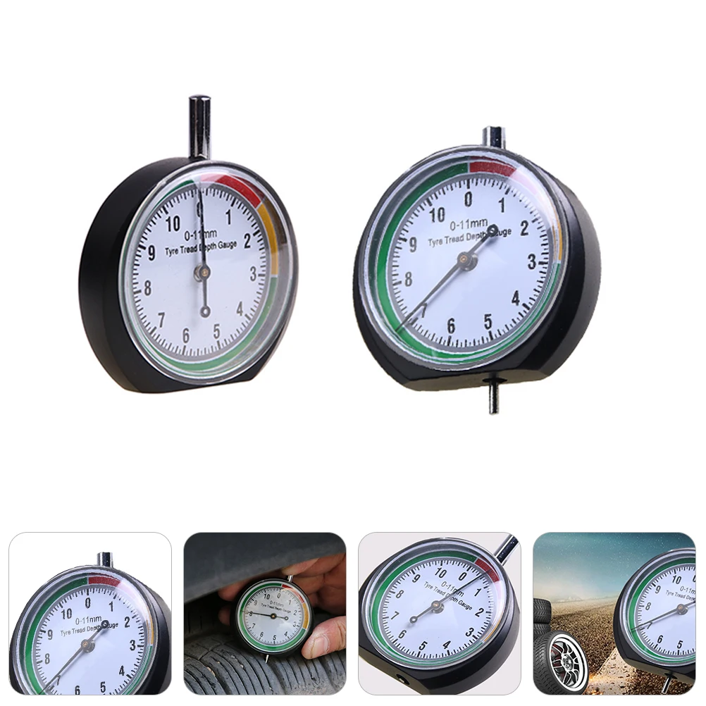 

2Pcs Tyre Depth Tester Stainless Steel Car Tire Tread Gauge Portable Vehicle Tire Measure Tool Durable Precision