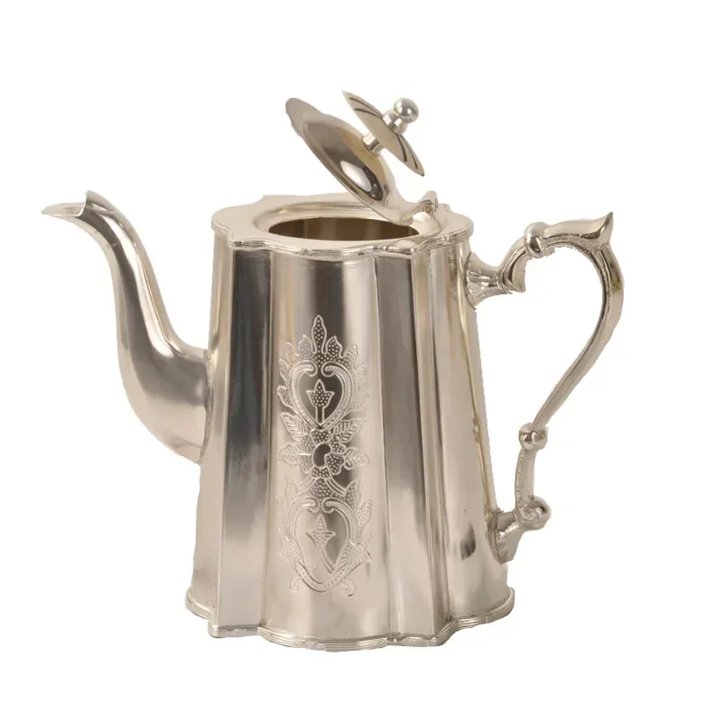 Brass Nickel-Plated Teapot Crafts Silver Cold Kettle Retro Living Room Dining Table Decorations Tea Ornaments