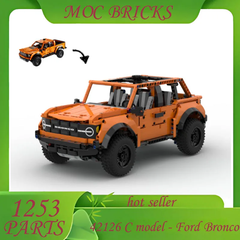 

Customize 1249 Parts MOC Ford Bronco Power 42126-C Model High-Tech Building Blocks for Adults Toy Vehicles Educational Toys Gift