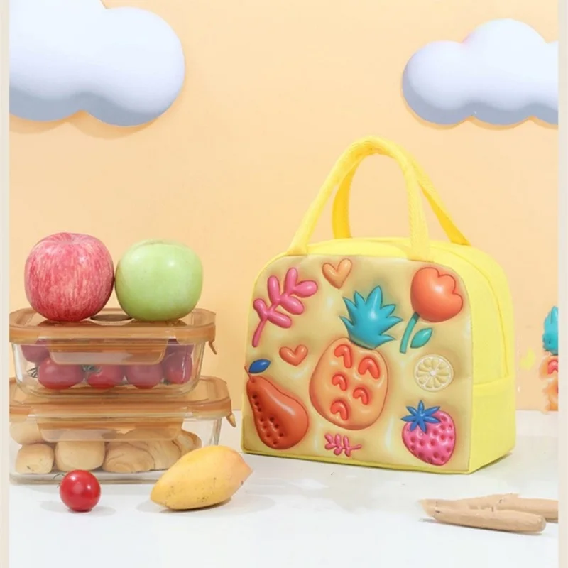 3d Cartoon Lunch Box Bag Children’S Lunch Bag Thickened Aluminum Foil Fresh-Keeping Bag Large Capacity Bento Handheld Bag