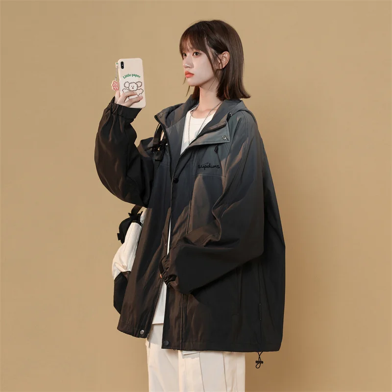 

Мужская куртка с капюшоном Adient Color, весенне-осенняя повседневная спортивная верхняя одежда свободного кроя, модная новинка 2024 года, брендовая парная куртка