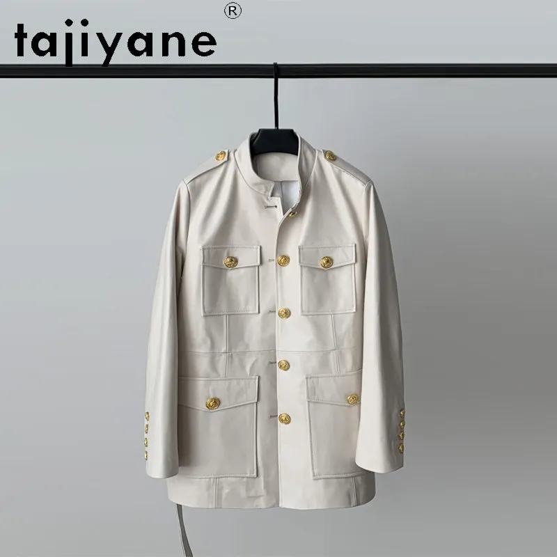 TAJIYANE Genuine Sheepskin Leather Jacket Woman Fashion Cargo Trench Coat Mid-Length Jackets with Belted 2026 Fall Women Clothes