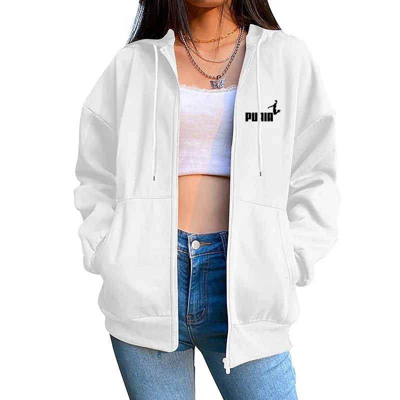 Neu im Damen-Trainingsanzug-Trend: Bedruckte Kapuzenpullover und Hosen, 2-teiliges Set, lässiger Reißverschluss-Überziehanzug, Alltagskleidung für Herbst und Winter. – Detail 5