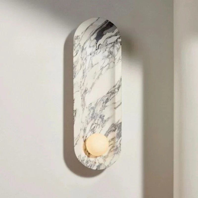 

Italian Light Luxury Wall Lamp, Natural Marble, Designer Style for Entryway, Aisle, Bedroom & Living Room Background Wall