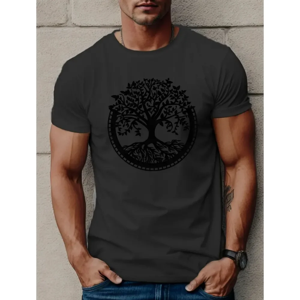 Men's T-Shirt Summer Tshirt Casual Short Sleeved Top O Neck T Shirt Loose Micro Elasticity Retro Fashion Breathable Men Clothing