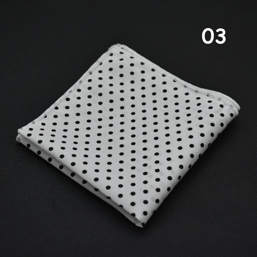 Men\'s Polka Dot Pocket Square Cotton White Navy Handkerchief Formal Dress Wedding Party Suit Scarf Bridegroom Chest Towel Hanky