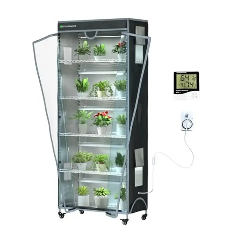 6-Tiered Indoor Plant Growth Shelf with Full Spectrum LED Grow Light and Timer Seedling Support Stand