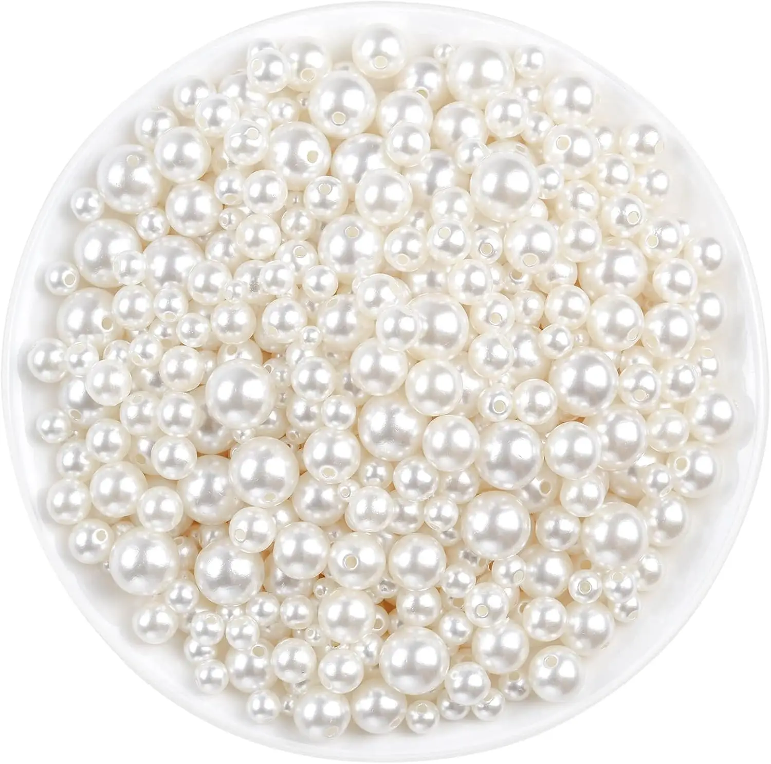 

800pcs Ivory Pearl Beads for Jewelry Making, Crafts, Decoration & Vase Filler - Assorted Sizes 4-12mm