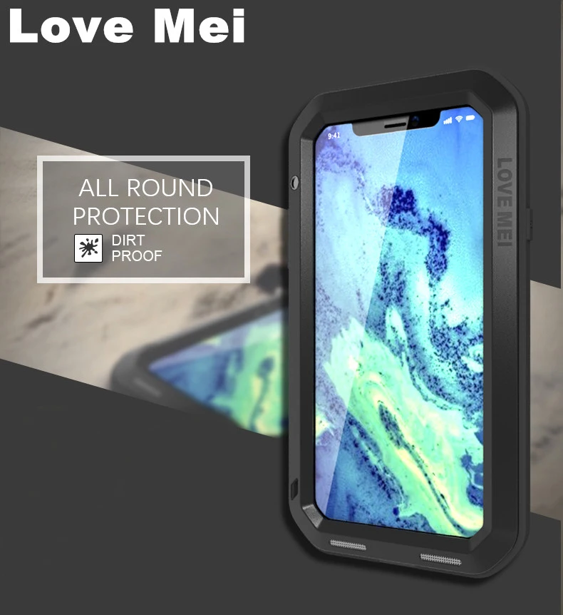 LOVE MEI Gorilla Glass POWERFUL Case For iPhone 13 12 11 Pro X XS Max XR Cover for iphone7 8 Plus SE 2020 Waterproof Armor Cover