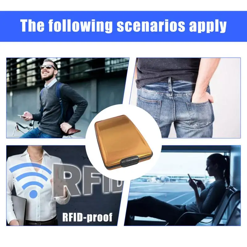 Dompet Aluminium untuk Pria Wanita Paduan Aluminium Pelindung Dompet Kartu Portabel RFID Memblokir Casing Kartu Keras untuk Kartu Kredit Debit
