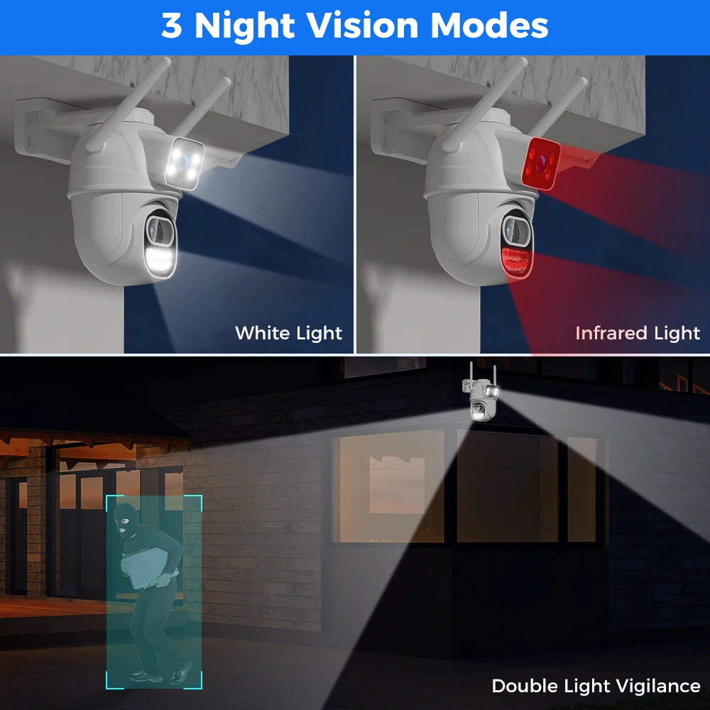 Hiseeu กล้อง IP Wi-Fi 4K 8MP PTZ เลนส์คู่5X ซูม Ai Human DETECT ONVIF กล้องวงจรปิดไร้สาย ONVIF ป้องกันความปลอดภัย