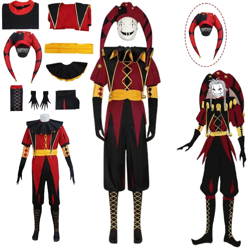 

Horror Anime Freak Circus Cosplay Costume Hat Gloves Waist Seal Accessories Circus Clown Uniform Halloween Role Play Outfit